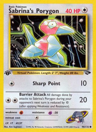 Sabrina's Porygon 098/132  - Unlimited Gym Challenge - Common