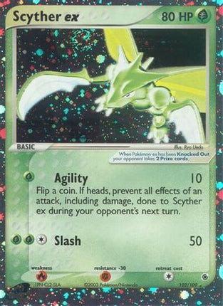Scyther ex 102/109  - Holofoil Ruby and Sapphire - Ultra Rare