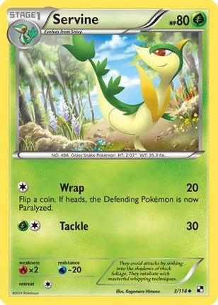 Servine (3) 003/114  - Reverse Holofoil Black and White - Uncommon