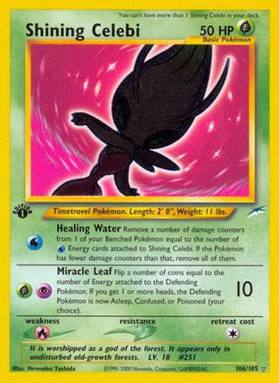 Shining Celebi 106  - 1st Edition Holofoil Neo Destiny - Secret Rare