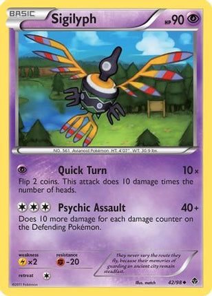Sigilyph (42)/98  - Reverse Holofoil Emerging Powers - Uncommon