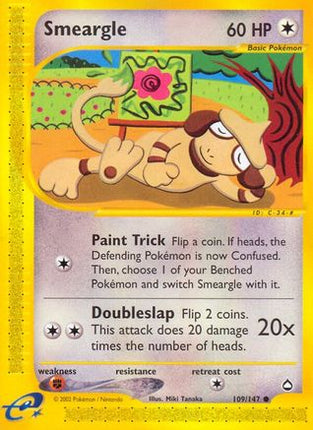 Smeargle 109  - Reverse Holofoil Aquapolis - Common
