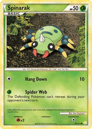 Spinarak 083/123  - Reverse Holofoil HeartGold SoulSilver - Common