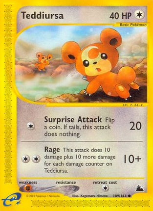 Teddiursa 109  - Reverse Holofoil Skyridge - Common