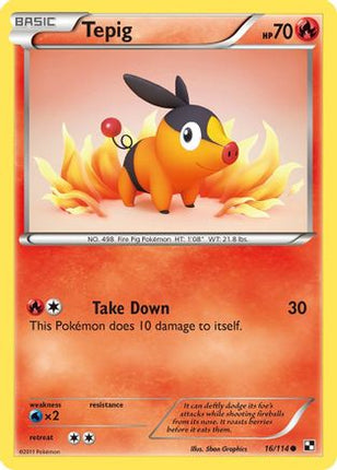 Tepig (16)/114  - Reverse Holofoil Black and White - Common