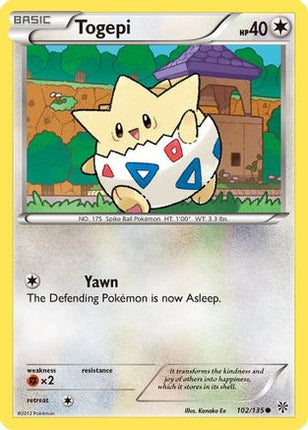 Togepi 102/135  - Reverse Holofoil Plasma Storm - Common