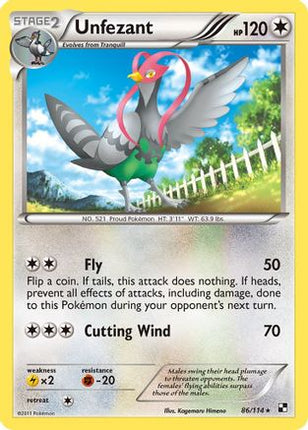 Unfezant/114  Black and White - Rare