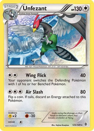 Unfezant/149  - Reverse Holofoil Boundaries Crossed - Rare