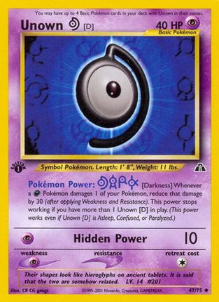 Unown [D] 047  - 1st Edition Neo Discovery - Uncommon
