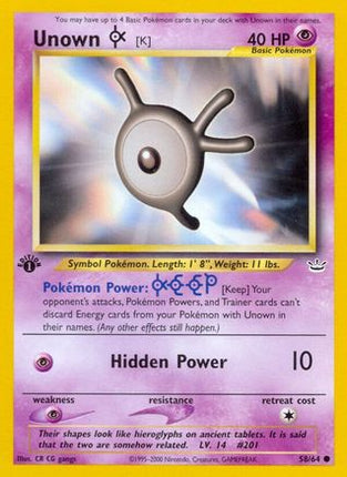 Unown [K] 058  - 1st Edition Neo Revelation - Common