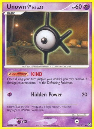 Unown [K]/132  - Reverse Holofoil Secret Wonders - Uncommon
