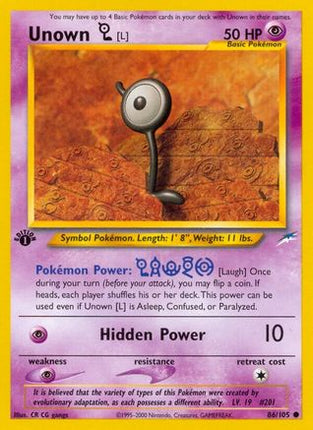 Unown [L] 086  - 1st Edition Neo Destiny - Common