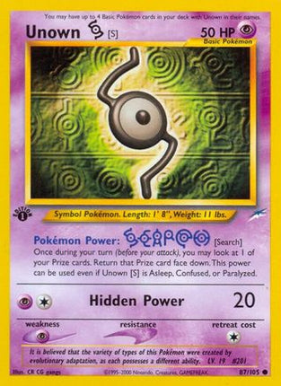 Unown [S] 087  - Unlimited Neo Destiny - Common