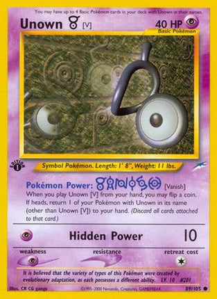 Unown [V] 089  - 1st Edition Neo Destiny - Common