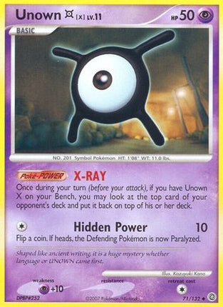 Unown [X] 071/132  - Reverse Holofoil Secret Wonders - Uncommon