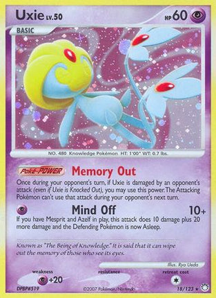 Uxie/123  - Reverse Holofoil Mysterious Treasures - Holo Rare