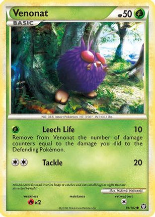 Venonat 081/102  - Reverse Holofoil Triumphant - Common