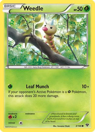 Weedle 003/146  - Reverse Holofoil XY Base Set - Common
