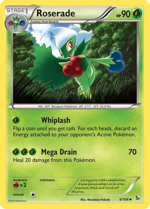 Roserade 009/106  - Reverse Holofoil XY  Flashfire - Uncommon
