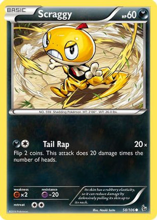 Scraggy 058/106  - Reverse Holofoil XY  Flashfire - Common