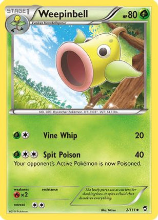 Weepinbell 002/111  - Reverse Holofoil XY  Furious Fists - Uncommon