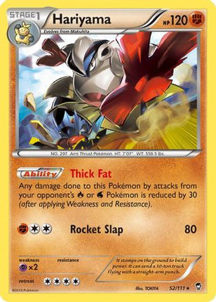 Hariyama 052/111  - Reverse Holofoil XY  Furious Fists - Rare