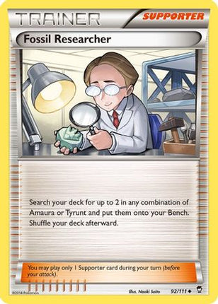 Fossil Researcher 092/111  - Reverse Holofoil XY  Furious Fists - Uncommon
