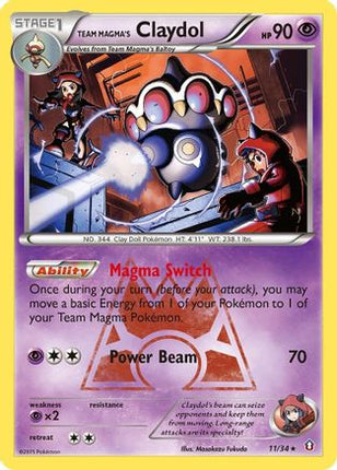 Team Magma's Claydol 011/34  - Holofoil Double Crisis - Holo Rare