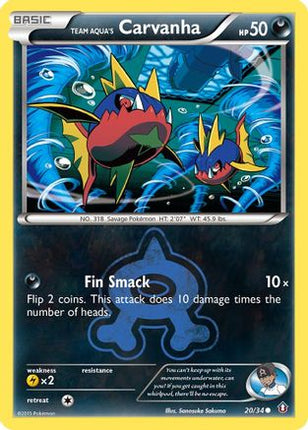 Team Aqua's Carvanha 020/34  - Reverse Holofoil Double Crisis - Common