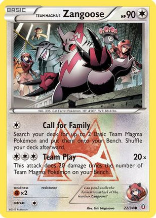 Team Magma's Zangoose 022/34  Double Crisis - Common