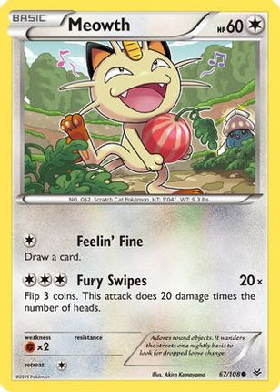 Meowth 067/108  - Reverse Holofoil XY  Roaring Skies - Common