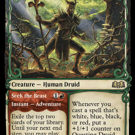 Questing Druid // Seek the Beast (WOE-294) - Wilds of Eldraine: (Showcase) Foil